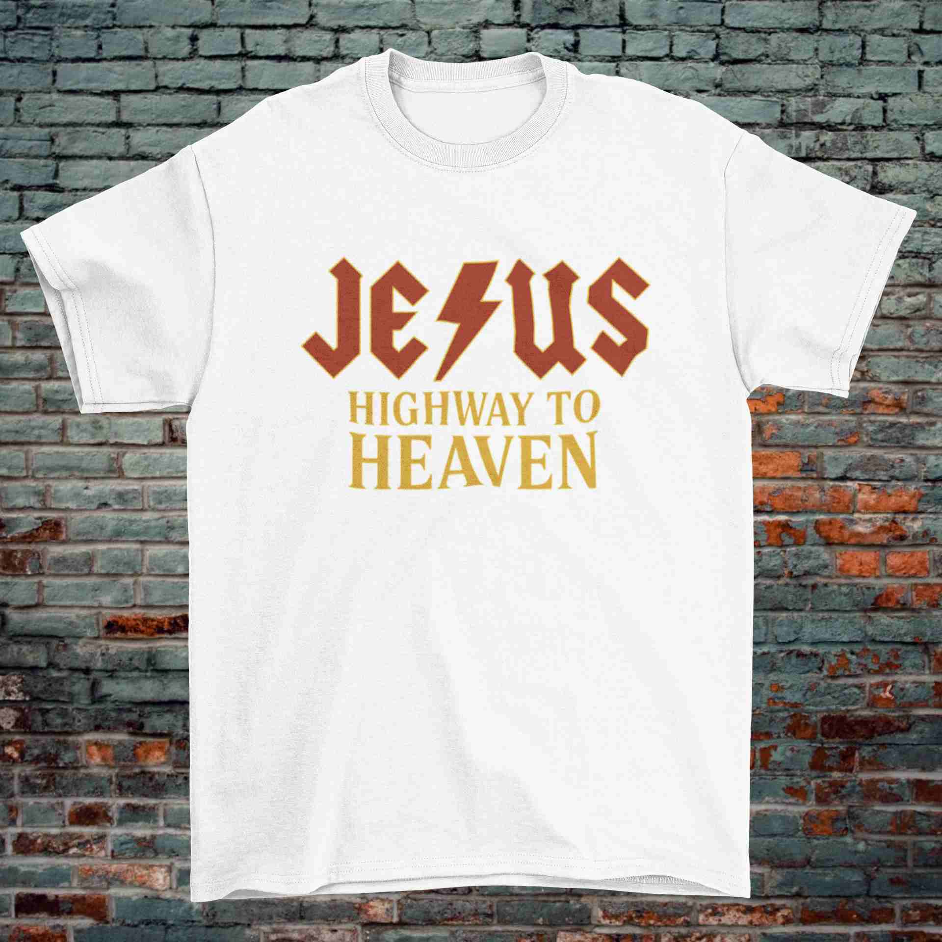 Jesus – Highway to Heaven Christian Rock-Inspired T-Shirt (Black & White) - Image 2