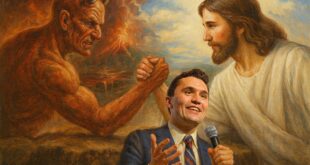 Symbolic scene depicting good versus evil.